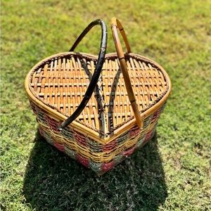 Vintage Heart Shaped Picnic Basket